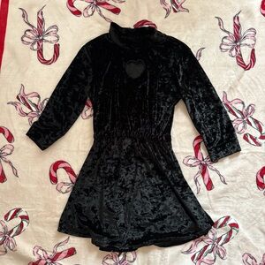 Valfre black velvet mock neck  heart cutout dress S